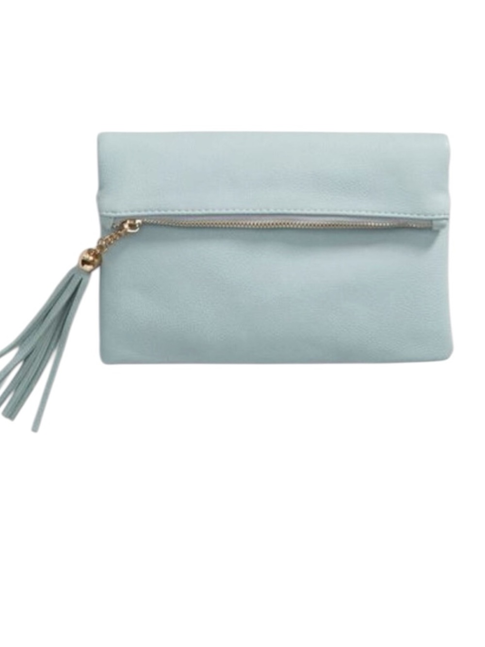 Street Level Powder Blue Clutch with Tassel Zipper